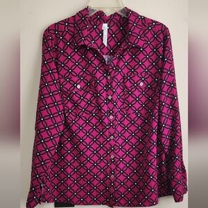 Geometric Patterned Speechless Pink Women's Top Size L